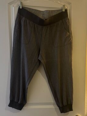 Ladies Gray Elastic-Waist Jogger Pants